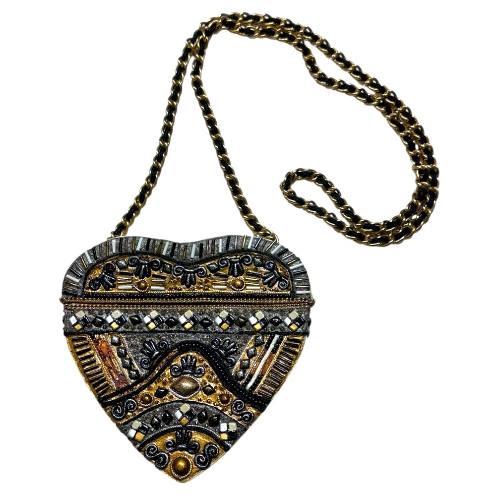 Gorgeous Steampunk Heart-Shaped Beaded Crossbody Bag